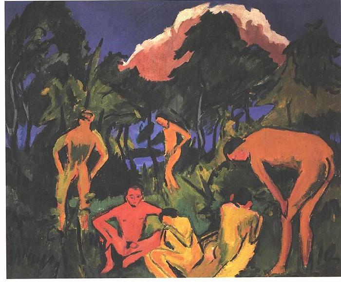 Ernst Ludwig Kirchner Nudes in the sun - Moritzburg oil painting image